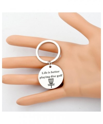 Disc Golf Keychain Golfer Gift for Player Life Is Better Playing Disc Golf Golfing Lover Keychain Silver $11.03 Pendants