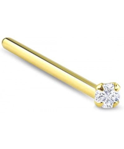 Gold-Tone 316L Surgical Steel Nose Stud Ring Clear CZ Prong Choose Your Size, Style & Gauge 1.5mm-20G-15mm-Straight $9.50 Bod...