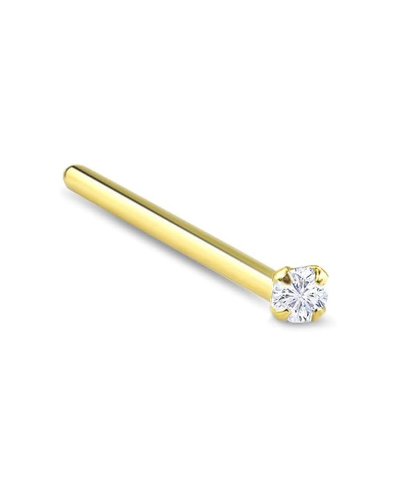 Gold-Tone 316L Surgical Steel Nose Stud Ring Clear CZ Prong Choose Your Size, Style & Gauge 1.5mm-20G-15mm-Straight $9.50 Bod...