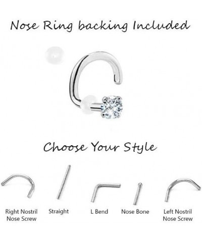 Gold-Tone 316L Surgical Steel Nose Stud Ring Clear CZ Prong Choose Your Size, Style & Gauge 1.5mm-20G-15mm-Straight $9.50 Bod...