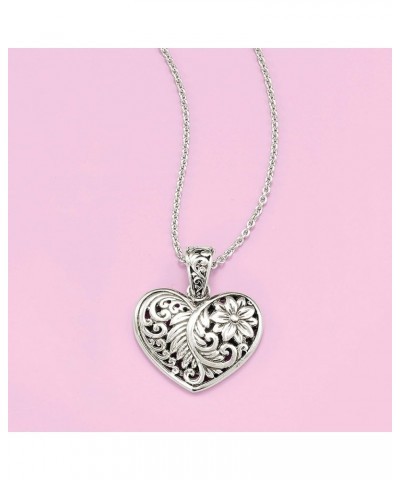 Sterling Silver Bali-Style Heart Pendant Necklace 18.0 Inches $47.84 Necklaces