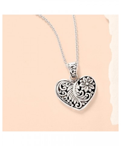 Sterling Silver Bali-Style Heart Pendant Necklace 18.0 Inches $47.84 Necklaces