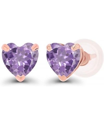 Solid 14K Gold 5mm Heart Genuine Birthstone Stud Earrings For Women | Hypoallergenic Studs | Natural or Created Gemstone Stud...