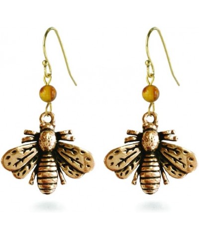 Bee Drop Earrings with Amber Beads $20.72 Earrings