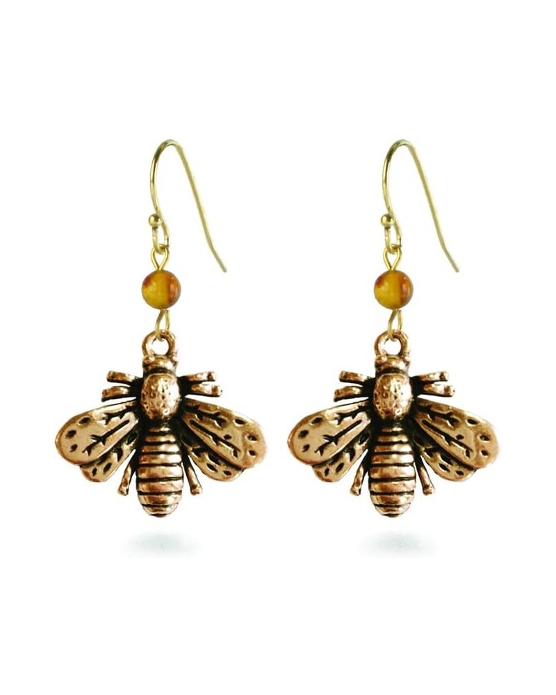 Bee Drop Earrings with Amber Beads $20.72 Earrings