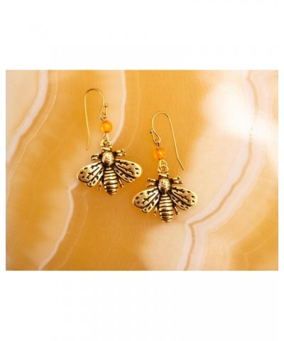 Bee Drop Earrings with Amber Beads $20.72 Earrings