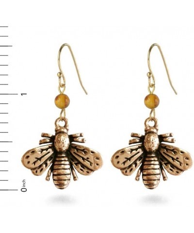 Bee Drop Earrings with Amber Beads $20.72 Earrings