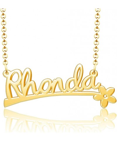 24k Gold Plated Flower Personalized Nameplate Custom Name Necklace Rhonda $12.65 Necklaces
