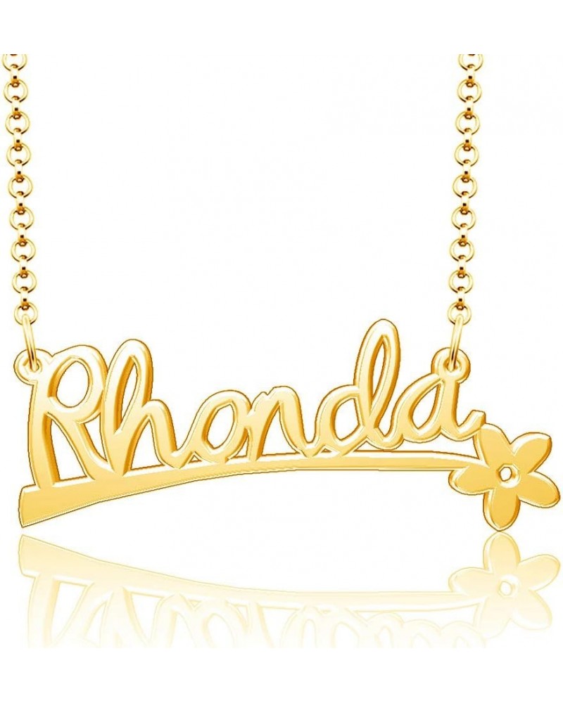 24k Gold Plated Flower Personalized Nameplate Custom Name Necklace Rhonda $12.65 Necklaces