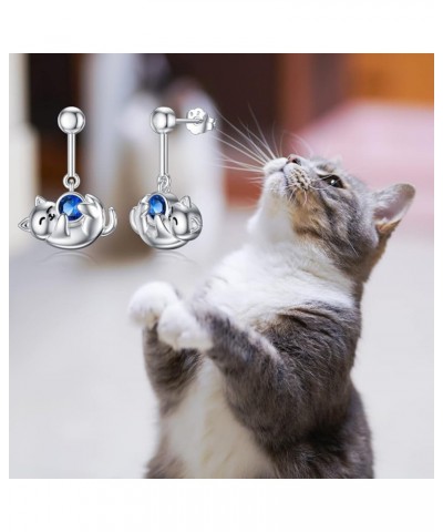 Cat Earrings 925 Sterling Silver Cute Earrings Hypoallergenic Nickel Free Earrings for Sensitive Ears Silver Stud Earrings Ka...