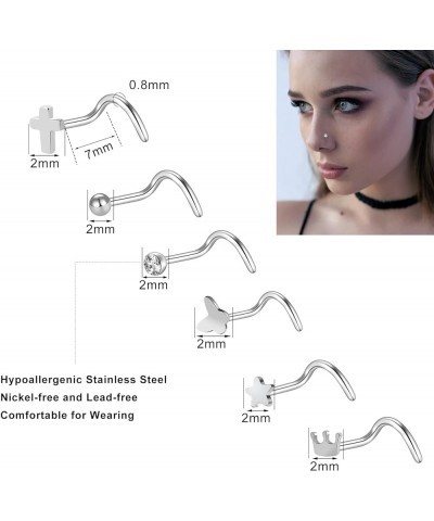 35-70 PCS 18G 20G Nose Rings for Women Nose Piercings Jewelry Gold Nose Rings Hoops L Shape Nose Rings Studs Screw 316L Surgi...