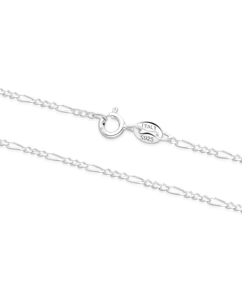 1pc Authentic Sterling Silver 1.5mm 2mm 2.5mm Diamond-Cut Figaro Link Chain Necklace Tarnish Resistant Hypoallergenic Nickel ...