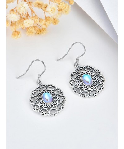 Moonstone Earrings for Women 925 Sterling Silver Boho Celtic Filigree Dangle Earrings Birthday Graduation Jewelry for Women G...