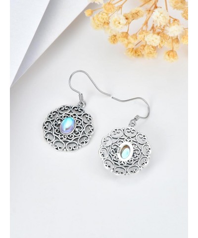 Moonstone Earrings for Women 925 Sterling Silver Boho Celtic Filigree Dangle Earrings Birthday Graduation Jewelry for Women G...