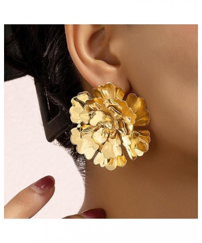 Gold Flower Earrings for Women Layered Flower Stud Earrings Big Floral Earrings Bohemian Statement Earrings Christmas Gifts f...