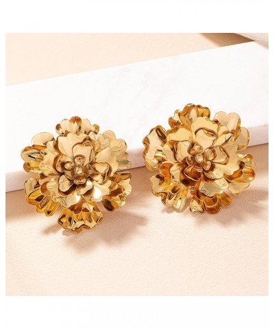 Gold Flower Earrings for Women Layered Flower Stud Earrings Big Floral Earrings Bohemian Statement Earrings Christmas Gifts f...