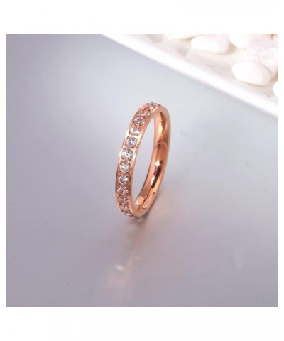 Stainless Steel Cubic Zirconia Band Rings for Women Girls 7 PInk $8.63 Rings