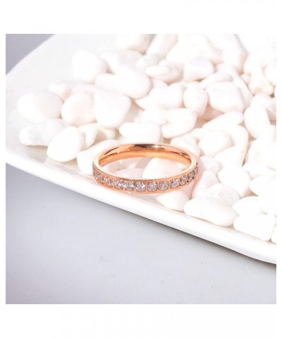 Stainless Steel Cubic Zirconia Band Rings for Women Girls 7 PInk $8.63 Rings