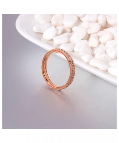 Stainless Steel Cubic Zirconia Band Rings for Women Girls 7 PInk $8.63 Rings