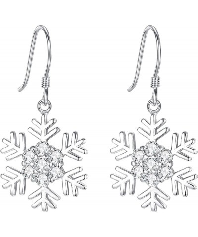 Women's CZ Snowflake Hook Dangle Earrings 02-Hook $8.39 Earrings