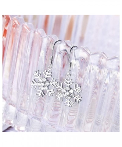 Women's CZ Snowflake Hook Dangle Earrings 02-Hook $8.39 Earrings