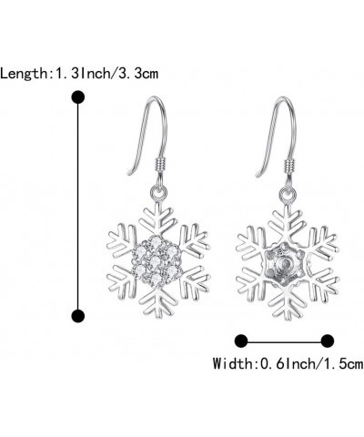 Women's CZ Snowflake Hook Dangle Earrings 02-Hook $8.39 Earrings