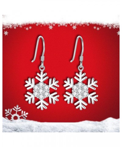 Women's CZ Snowflake Hook Dangle Earrings 02-Hook $8.39 Earrings