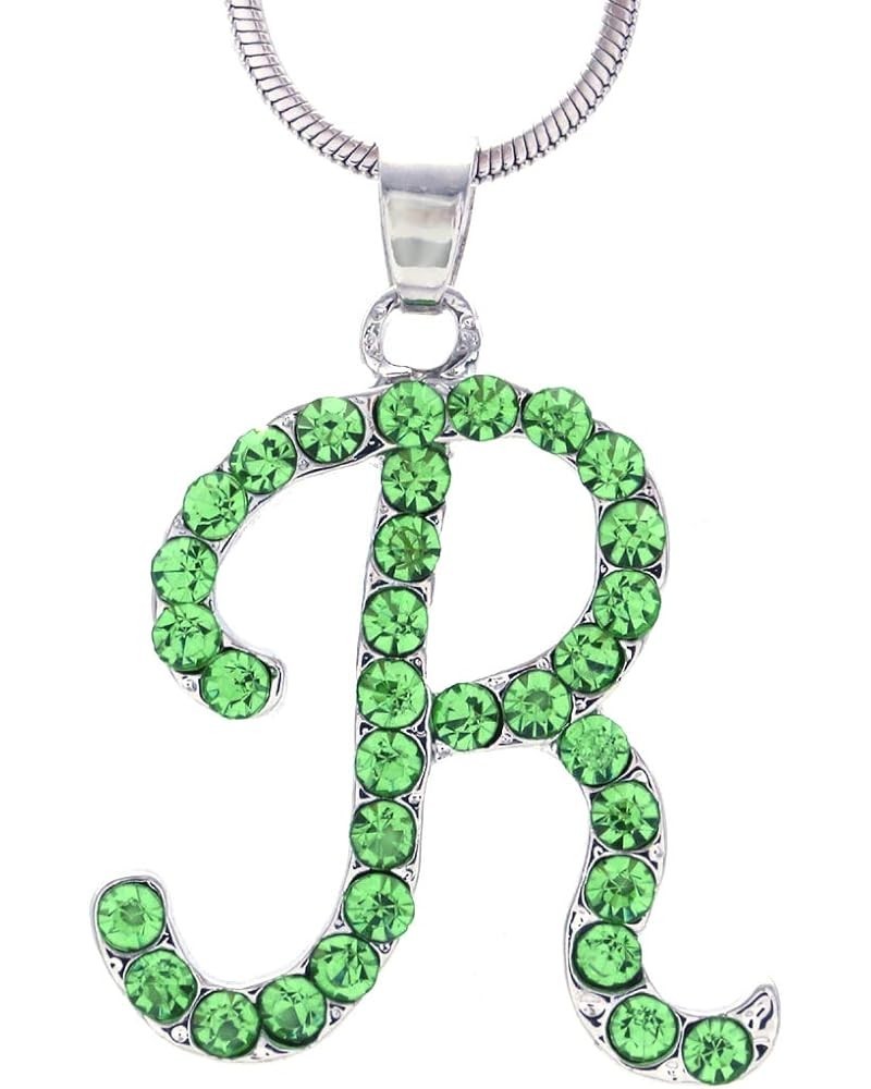 Initial Letter R Pendant Necklace Charm Ladies Women Fashion Jewelry Green $9.27 Necklaces