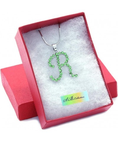 Initial Letter R Pendant Necklace Charm Ladies Women Fashion Jewelry Green $9.27 Necklaces