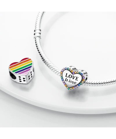 Multi Color Charms Fit Bracelets 925 Silver Colorful Zircon Rainbow Bead Love Heart Clip Charm Jewelry SSS-1401 SEC481 $9.66 ...