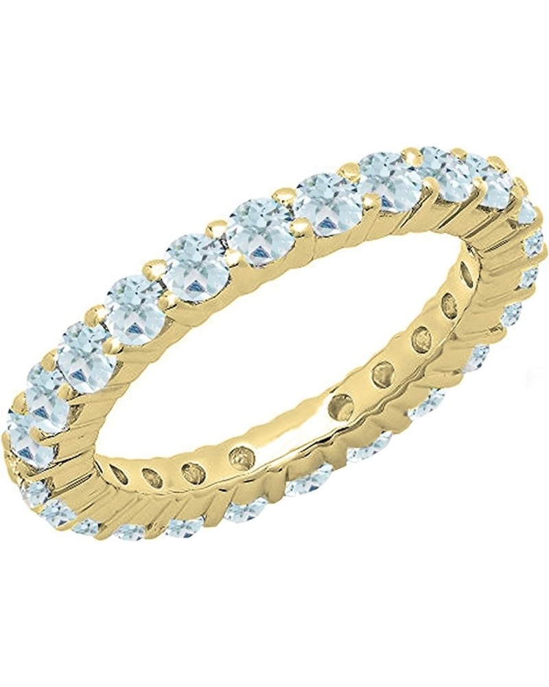 1.00 Carat (ctw) 14K Gold Round Aquamarine Ladies Eternity Wedding Anniversary Stackable Band 1 CT Yellow Gold $162.77 Rings