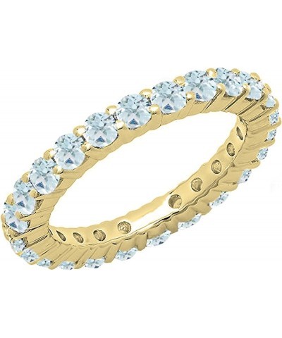 1.00 Carat (ctw) 14K Gold Round Aquamarine Ladies Eternity Wedding Anniversary Stackable Band 1 CT Yellow Gold $162.77 Rings