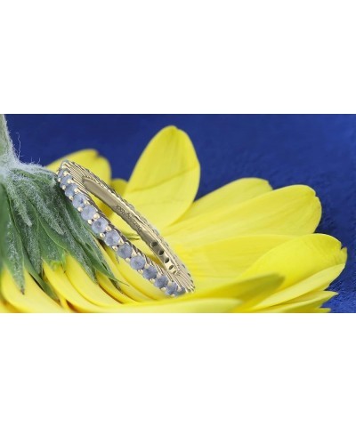 1.00 Carat (ctw) 14K Gold Round Aquamarine Ladies Eternity Wedding Anniversary Stackable Band 1 CT Yellow Gold $162.77 Rings