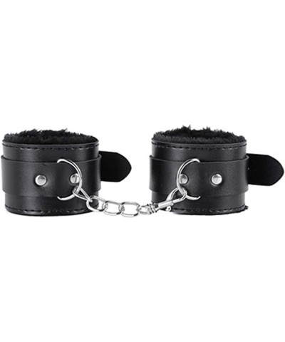Wrist Leather Handcuffs Bracelet Plush Lining Wrist Handcuffs Bracelet Leg Cuffs Role Play Exercise Bands Leash Sex Detachabl...