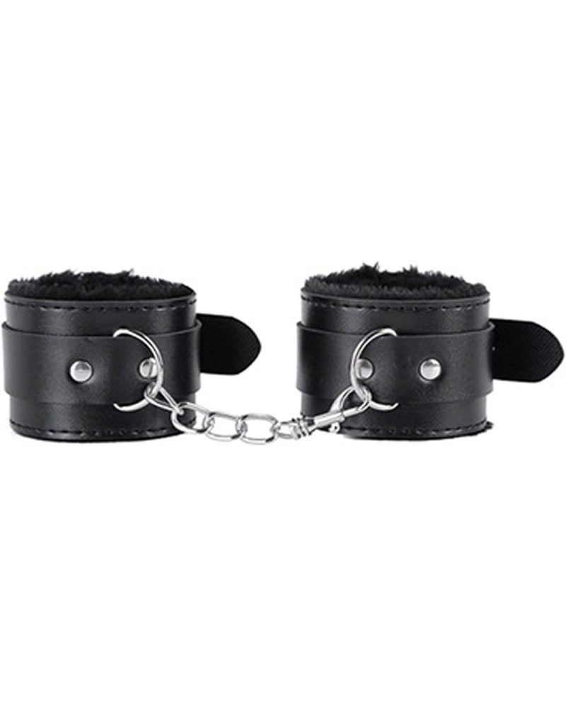 Wrist Leather Handcuffs Bracelet Plush Lining Wrist Handcuffs Bracelet Leg Cuffs Role Play Exercise Bands Leash Sex Detachabl...