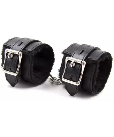 Wrist Leather Handcuffs Bracelet Plush Lining Wrist Handcuffs Bracelet Leg Cuffs Role Play Exercise Bands Leash Sex Detachabl...