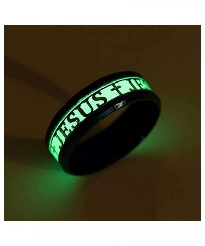 8mm 316L Stainless Steel Jesus Cross Ring Glow in The Dark Ring Luminous Effect Ring Wedding Band, Black $9.02 Rings