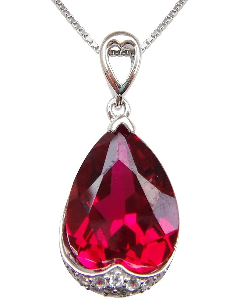 925 Sterling Silver 18k White Gold Plated 10.5ct Pear Emerald Ruby Sapphire Necklace Pendant 18"… Red $25.07 Necklaces