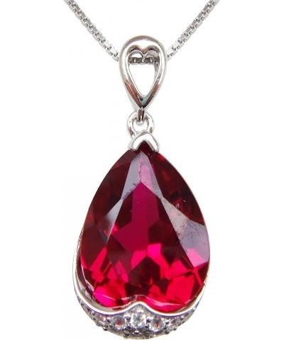 925 Sterling Silver 18k White Gold Plated 10.5ct Pear Emerald Ruby Sapphire Necklace Pendant 18"… Red $25.07 Necklaces