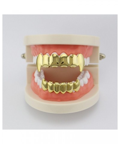 18K Gold Silver Plated Hip Hop Vampire Fangs Teeth Grillz Caps Top and Bottom Set for Your Teeth Gun Black $8.69 Body Jewelry