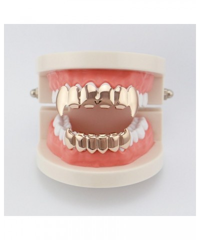 18K Gold Silver Plated Hip Hop Vampire Fangs Teeth Grillz Caps Top and Bottom Set for Your Teeth Gun Black $8.69 Body Jewelry