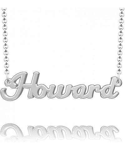 Howard Name Necklace Sterling Silver Plated Custom Made of Last Name Personalized Gift for Family Font9-Silver $18.55 Necklaces