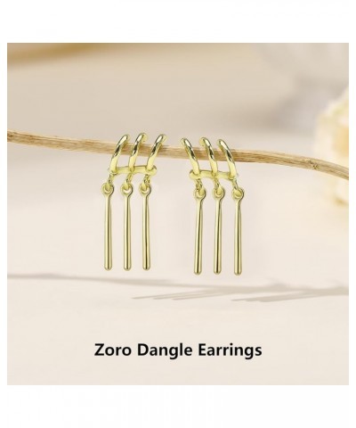 Zoro Earrings, Anime Dangle Earrings Costume Cosplay, Piercing Cuff Claw Drop Earrings Jewelry Gift for Anime Zoro Lover Fans...