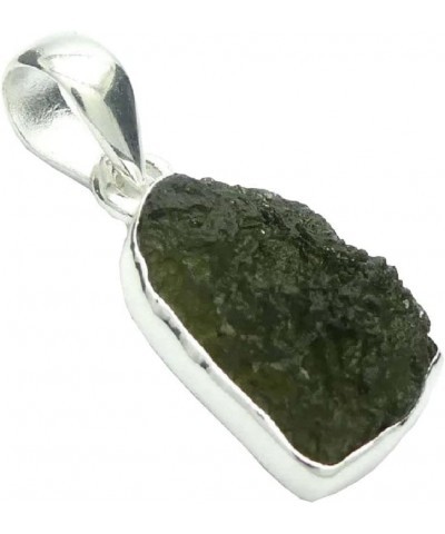 925 Sterling Silver Moldavite Necklace Real for Women Healing Crystal, Green Natural Energy Gemstone Pendant for Protection a...