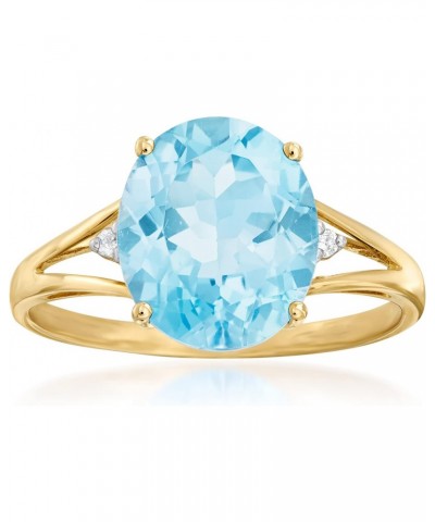 5.50 Carat Swiss Blue Topaz Ring With Diamond Accents in 14kt Yellow Gold $120.00 Rings