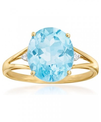 5.50 Carat Swiss Blue Topaz Ring With Diamond Accents in 14kt Yellow Gold $120.00 Rings