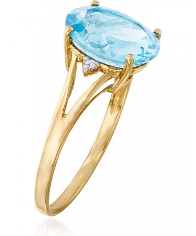 5.50 Carat Swiss Blue Topaz Ring With Diamond Accents in 14kt Yellow Gold $120.00 Rings