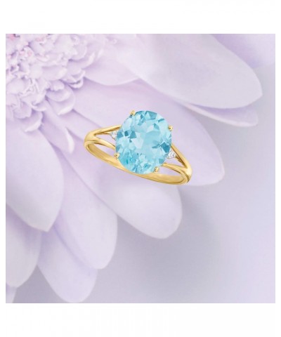 5.50 Carat Swiss Blue Topaz Ring With Diamond Accents in 14kt Yellow Gold $120.00 Rings