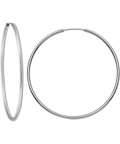 14k Solid Gold Hoop Earrings For Women, Hypoallergenic, 1-mm thin, Round Endless Closure Yellow Or White Gold Hoop Earrings 1...