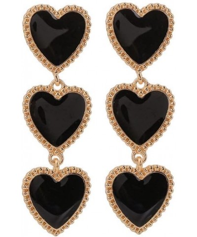 Chic Enamel Long Love Heart Letter Earrings Unique Personalized black Hollow Heart Drop Dangle Earrings for Women Girls Chris...